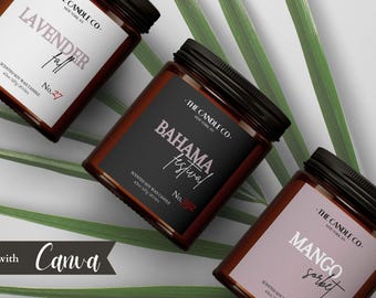 Editable Candle Label Template, Minimalist Branding Design (Digital Download)