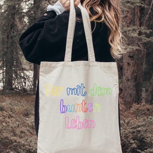 Jute bag, cotton bag, tote bag, shopping bag, bag, colorful life, gift, gift idea, with saying, fabric bag, bag