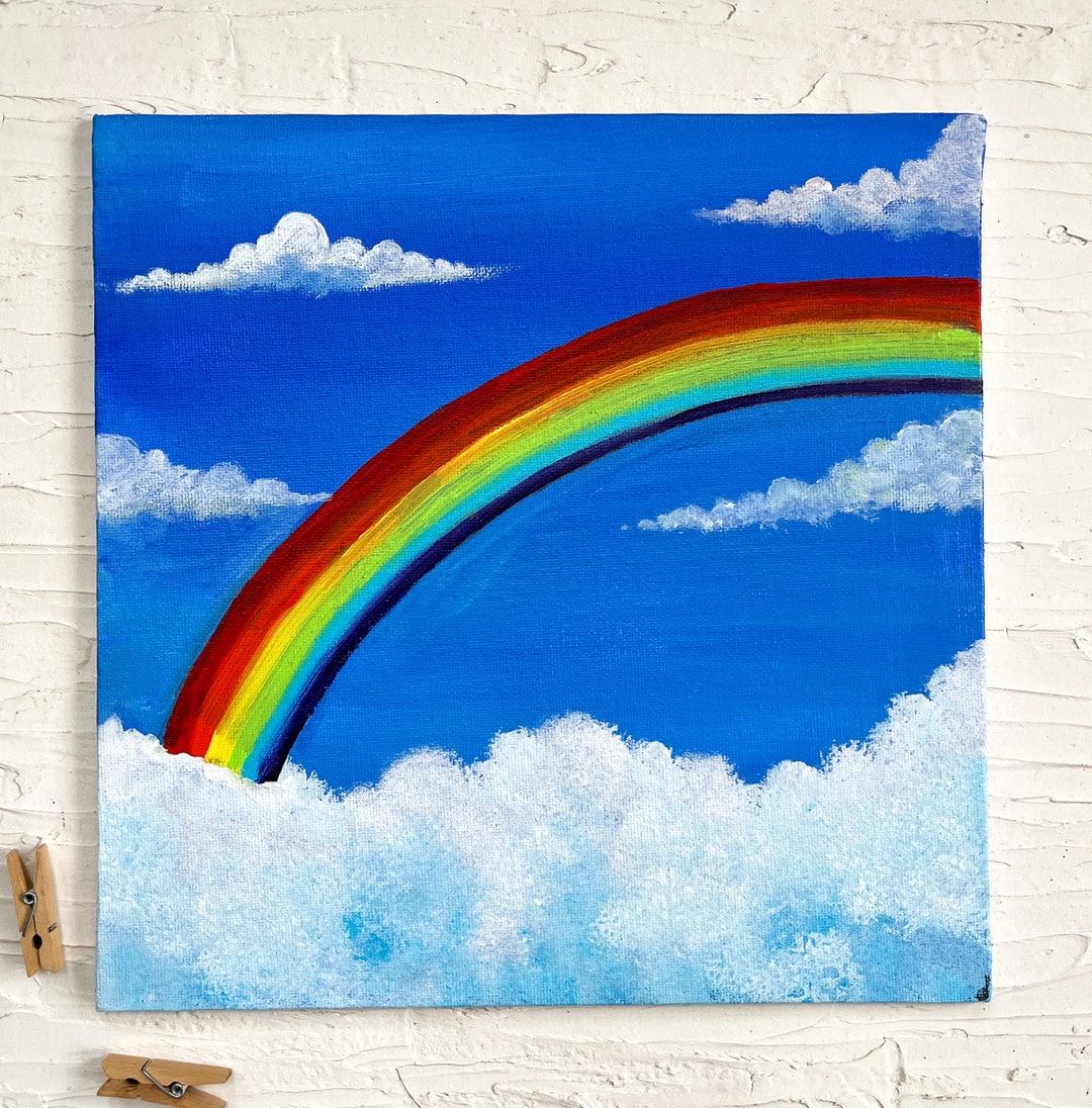 Original Rainbow Acrylic Painting Wall Decor Art Etsy