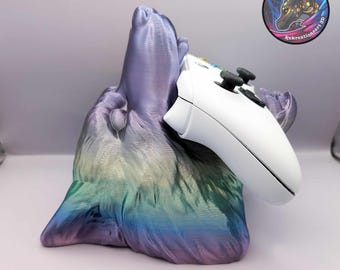 Suporte de parede para controle de videogame | Suporte para controle de videogame com estampa de lobo | Presente para gamers | Decoração rústica para mesa | Suporte para jogos