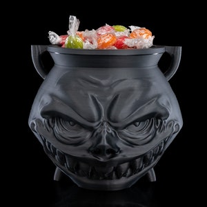 Greedy Cauldron Candy Holder - 3D Printed Halloween Decor, Unique Candy Bowl, Spooky Party Accessory, Trick-or-Treat Dish, Festive Home Deco