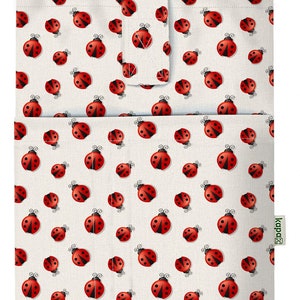 Kapax MONA | Book Sleeve Cover | Hard Books Cover for Paperback | Washable Fabric | Book Protector Padded Tablet Cover for Adult (LADYBUG)