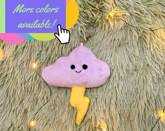 Lightning Cloud Plush Keychain | 23 Colors Available | 100% Handmade | Kawaii Decor | Cute Keyring | Chibi Cloud