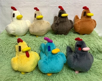 Stardew Valley Chicken Plush | 7 Colors (White, Brown, Dark Brown, Rust, Gold, Blue, Void) | 100% Handmade | Stardew Cosplay | Handsewn Gift