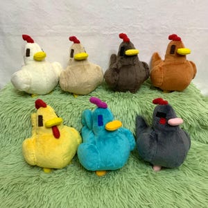 Stardew Valley Chicken Plush | 7 Colors (White, Brown, Dark Brown, Rust, Gold, Blue, Void) | 100% Handmade | Stardew Cosplay | Handsewn Gift