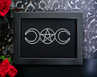 Pieza de bordado Witchy / Pentagrama / Resplandor en la oscuridad