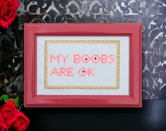 Cita musical bordada - Pieza enmarcada - mis tetas están bien