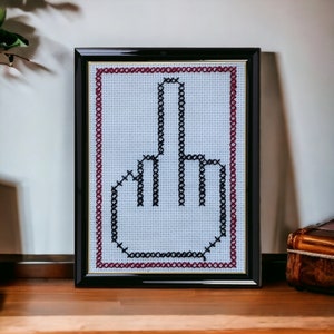 Embroidery piece - F**K off | Rude art | Subversive cross stitch