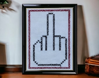 Embroidery piece - F**K off | Rude art | Subversive cross stitch