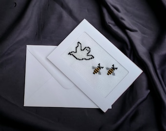 Tarjeta bordada divertida / Cuadro enmarcado / Tarjeta de felicitación de Halloween / Piqueros