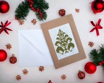 Tarjeta navideña bordada - passepartout