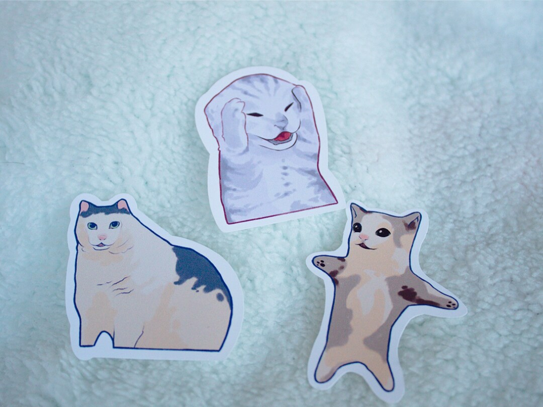 Meme Cat Collection Funny Meme Vinyl Waterproof Sticker - Etsy