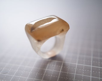 Druzy Agate Ring / stones, epoxy, jewellery, transparent, translucent, light scultptures, şeffaf semiconductors