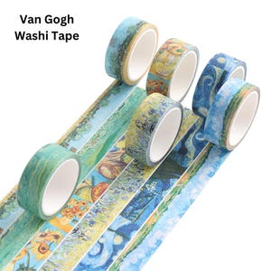 Van Gogh-washitape, set van 6, plakboekbenodigdheden, Van Gogh-afplaktape, verjaardagscadeau, kerstcadeau
