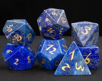 Set completo di dadi in lapislazzuli naturale D&D per giochi di ruolo, dadi con pietre preziose, regalo D&D D6 D20