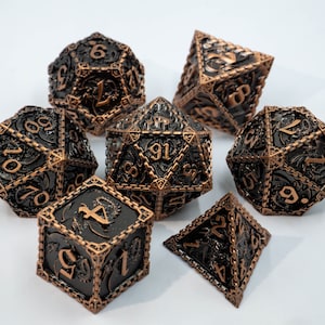 Metal DnD Dice Set Bronze Metal Dice Set Role Playing Games Sharp Edge Dice RPG DD Dice D20 D6