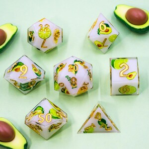 Avocado Harz Würfel Set Sharp Edge DND Würfel Geschenk