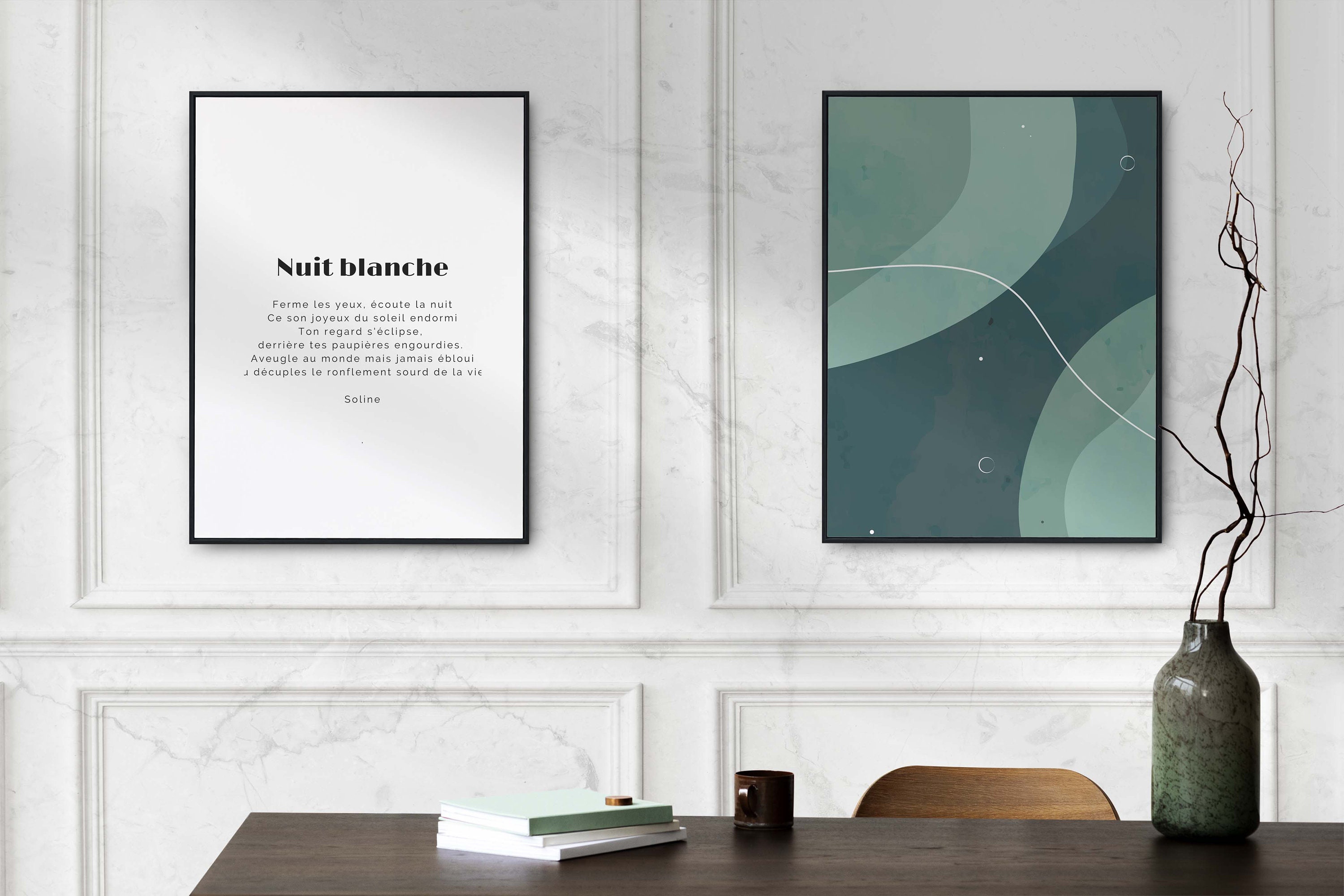 Diptyque Cadres A4, Économisez 8 Euros sur Ce Lot, Poème Ballet Nocturne et Illustration Nuit Blanch