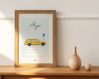 Algeria Taxi Algiers poster, minimalist poster, Home decor, Wall Art Algeria