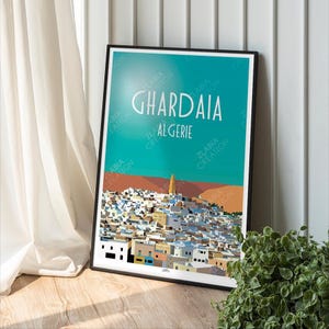 Algeria poster, Ghardaia poster, Home decor, Wall Art Algeria desert