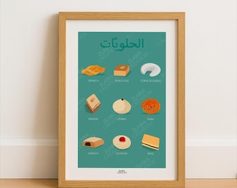 Algeria Cakes Poster, Minimalist Kitchen Poster, Home Decor, Algerian Wall Art, Travel Print City