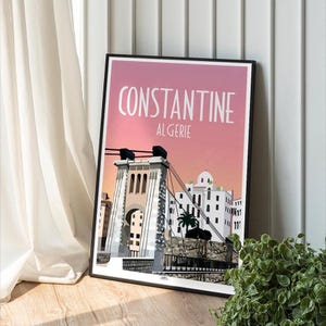 Algeria poster, Constantine minimalist poster, Home decor, Wall Art Algeria