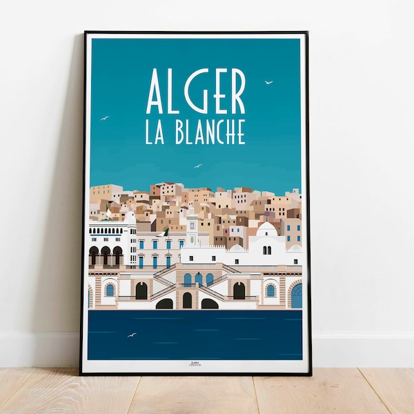 Affiche Algérie, Affiche minimaliste Alger, Home decor, Wall Art Algerie