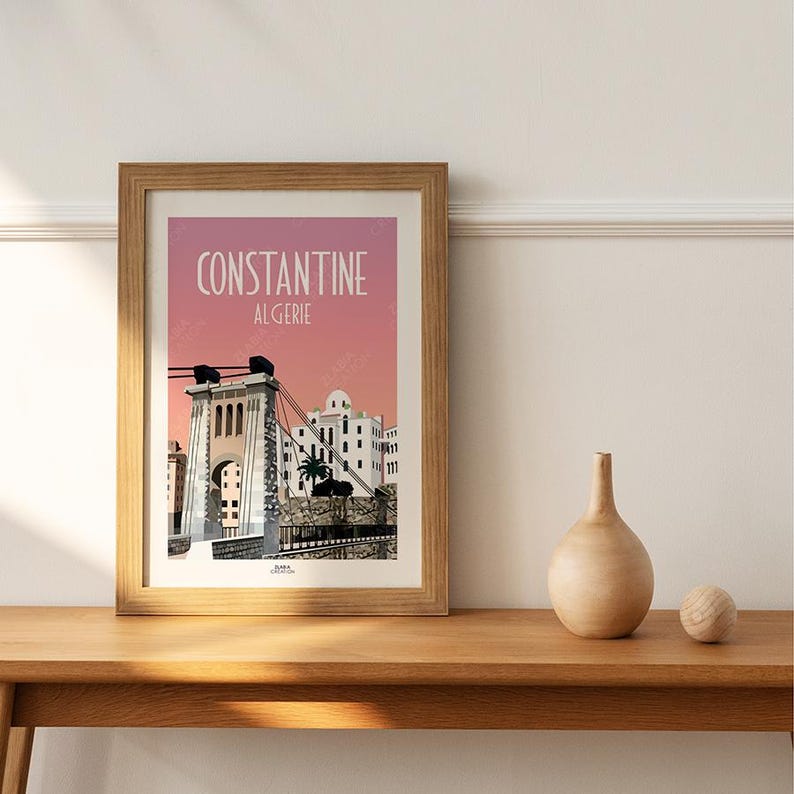 Algeria poster, Constantine minimalist poster, Home decor, Algeria wall art image 3