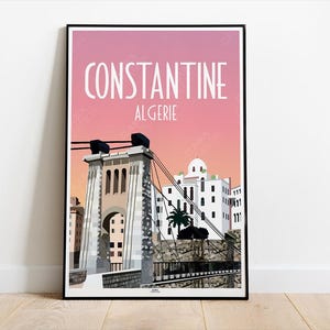 Algeria poster, Constantine minimalist poster, Home decor, Algeria wall art image 4