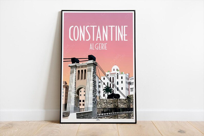 Algeria poster, Constantine minimalist poster, Home decor, Algeria wall art image 4