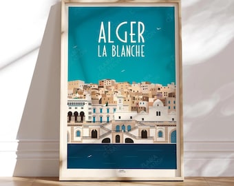 Algeria poster, minimalist Algiers poster, home decor, Algeria wall art, travel print city