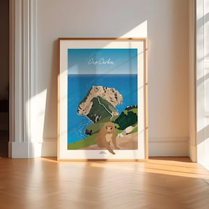 Algerije poster, Béjaïa, Cap Carbon minimalistische poster, woondecoratie, muurkunst, Kabylie, reisposter stad