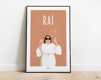 Raï poster, minimalist Algeria poster, Home decor, Wall Art Algeria, Travel print city