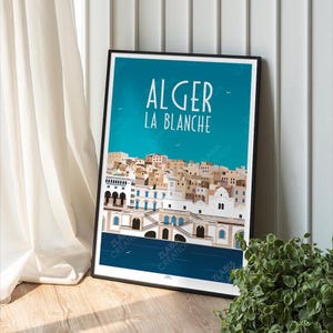 Pôster da Argélia, pôster minimalista da Argélia, decoração para casa, arte de parede da Argélia, impressão de cidade de viagem