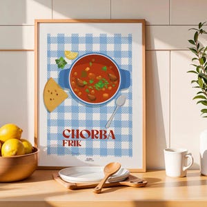 Póster de Chorba Frik, póster minimalista, decoración del hogar, póster de arte mural de Argelia, impresión de viaje por la ciudad