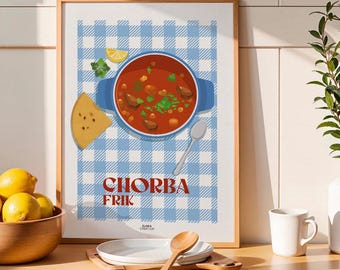 Chorba frik poster, minimalist poster, home decor, wall art poster Algeria, travel print city