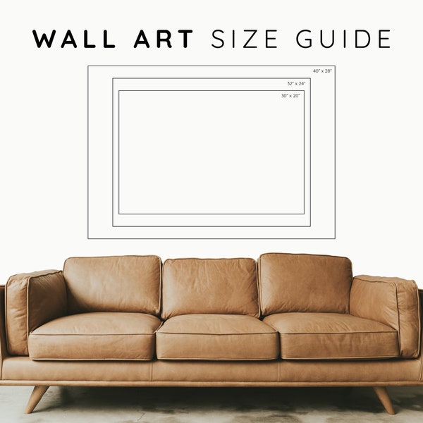 Wall Art and Printables Size Guide, Including Most Popular Frame Sizes, Digital Download White Background Large Frame Sizing Custom