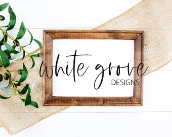 White Sign Flat Lay 12x12 Canvas Sign Mock Up Wood Frame Mock Up Styled Product Stock Photography Farmhouse Wood Sign Mock Up