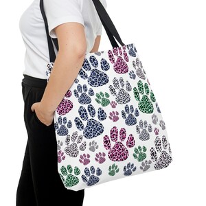 Totebag for Cat Lovers Gift for Cat Mom Grocery Bag with Pawprints