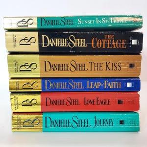 Danielle Steel Paperback Lot of 6 Books Vintage Romance Set – Journey, The Kiss, Lone Eagle, Leap of Faith, Cottage, St. Tropez