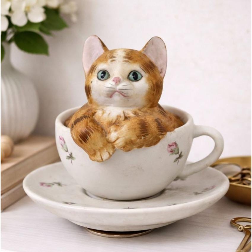 Antique Cat Teacup - Etsy