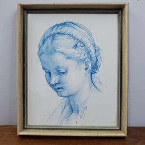 Antique 1889 Therese Duteurtre Ceramic Portrait Plaque Sanguine Style Belle Époque French Kiln Fired Wall Art RARE Victorian Collector Decor