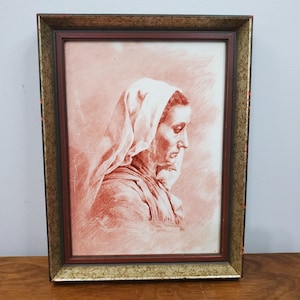 Antique 1888 Kiln Fired Ceramic Portrait Plaque Signed M Duteutre – Framed Sanguine Style French European Wall Art Victorian Decor RARE FIND