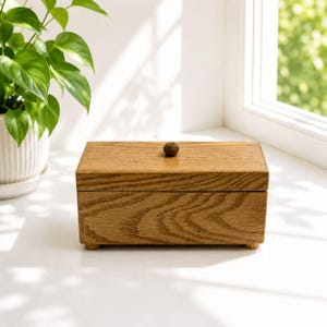 Wooden Vintage Trinket Box With Lid & Knob Handle - 6"x3"x3" Handcrafted Minimalist Design