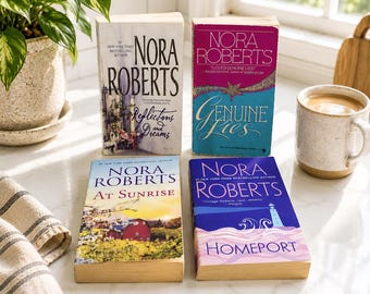 Nora Roberts Vintage Romance Book Set Genuine Lies Reflections Dreams Homeport Sunrise Romantic Suspense Paperback Bundle
