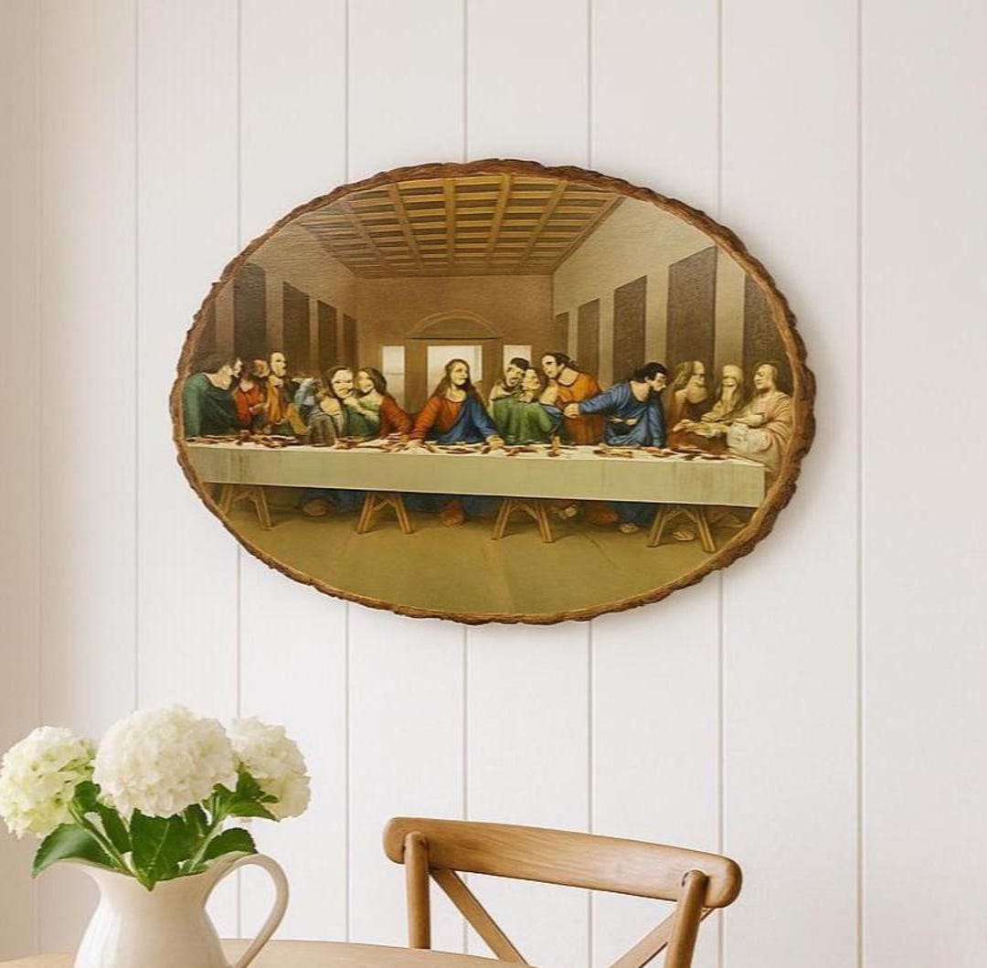 VTG Last Supper Wall Art on Wood Slice Religious Christian Home Decor ...