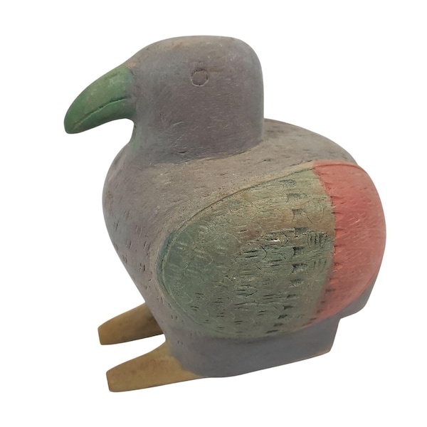 Hand-Painted Ceramic Bird Figurine - 4.5" Tall - Vintage Folk Art Style