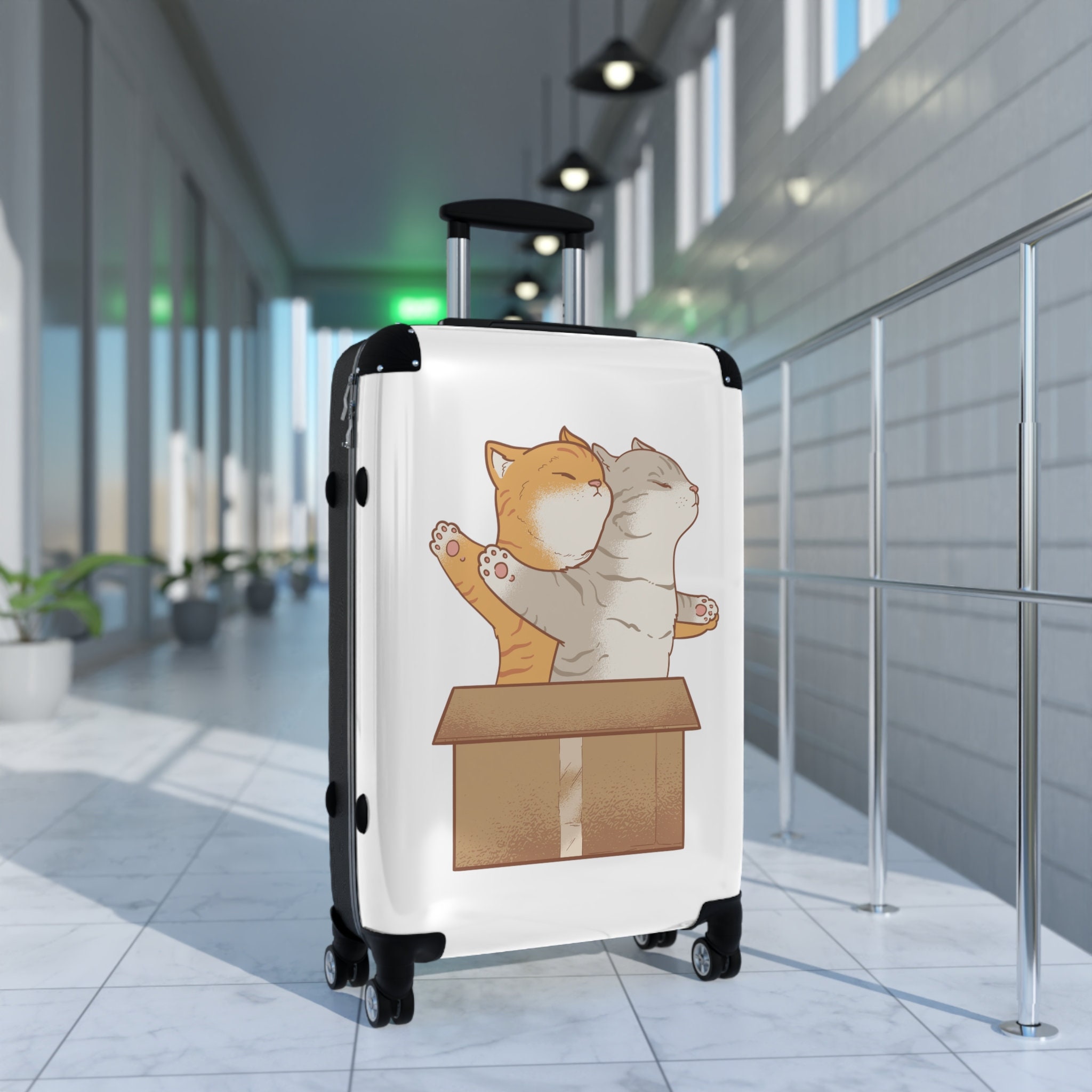 Cats in Love Suitcase, Titanic Cats, Rolling Luggage, Carry on Travel Luggage for Cat Lovers