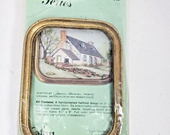 VTG 1970s Cathy Needlecraft Crewel Kit The Welch Cottage Heritage Series • Origi