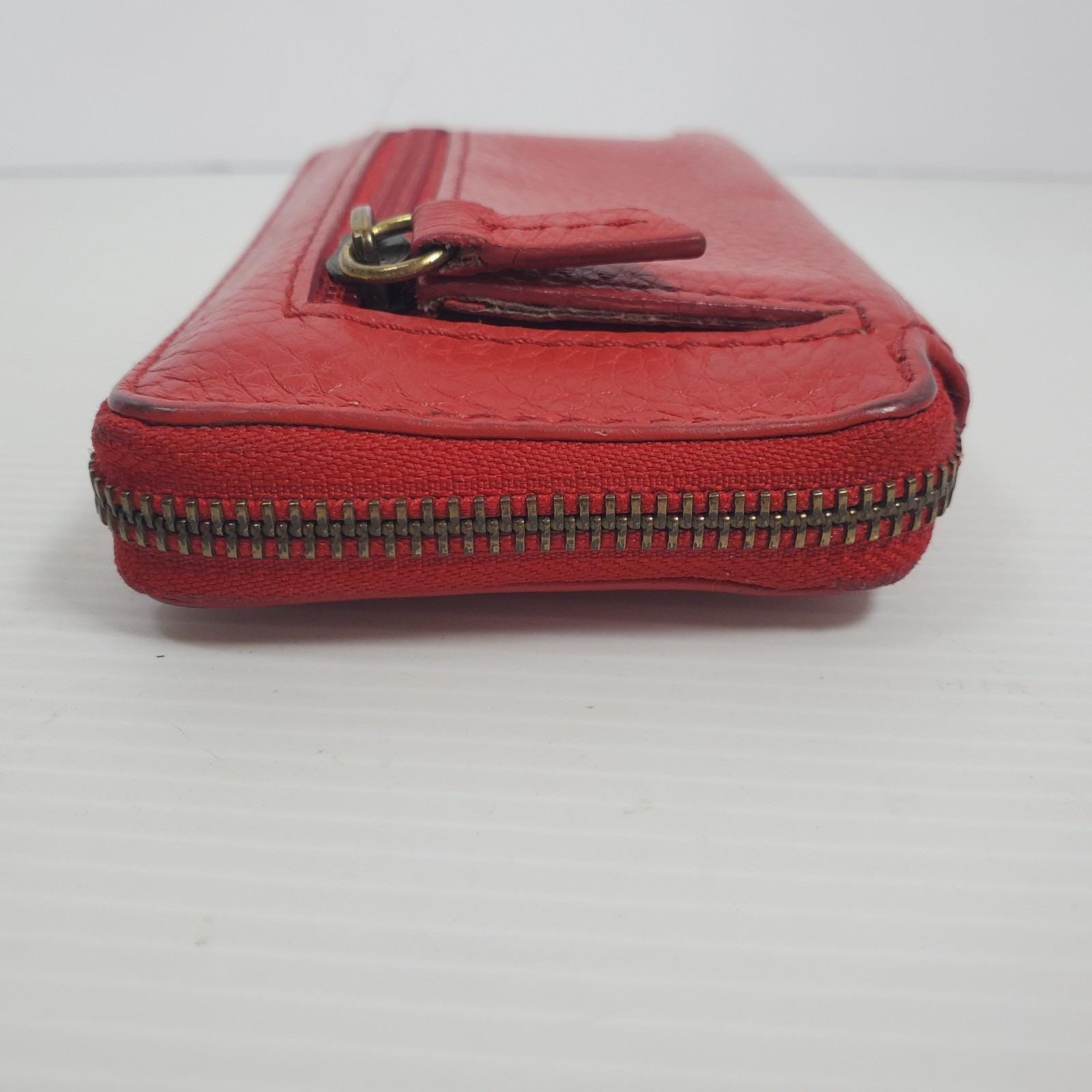 Fossil フォッシル Jori レザー ジップ カード&amp;ケース レッド Vintage Fossil Red Leather Zip Around Wallet Issue No. 1954 With